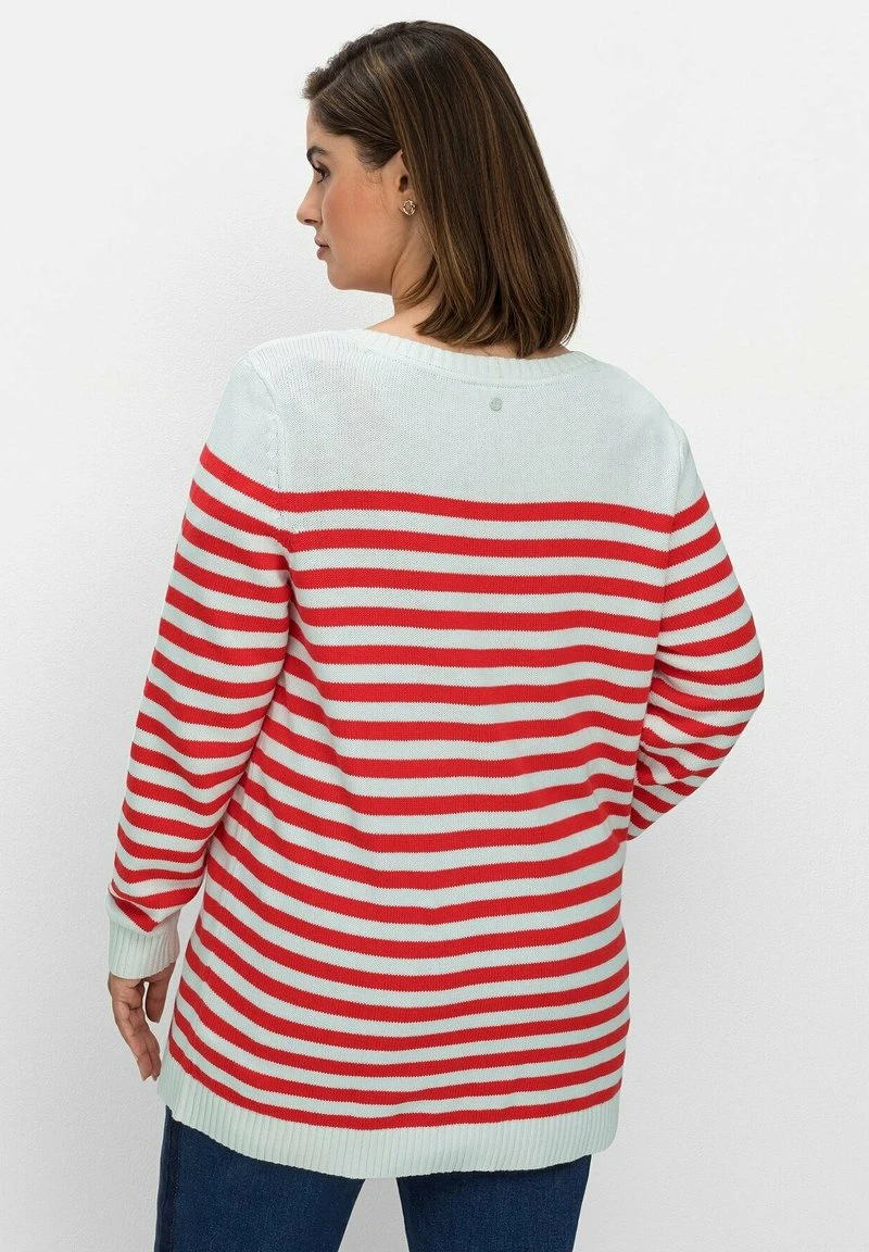 Sheego Strickjacke - Mohnrot/offwhite 5 Sheego Strickjacke - Mohnrot/offwhite – Bild 3