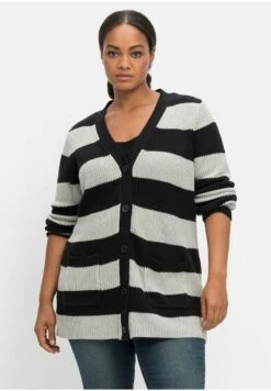 Sheego Strickjacke - Schwarz Hellgrau -Sheego 02a84a769e6a4a18a2013d5a402ee67f 1