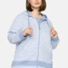 Sheego Sweatjacke - Mittelblau Gestreift 1 Sheego Sweatjacke - Mittelblau Gestreift -Sheego 045bb0871033475382274c76696195f8