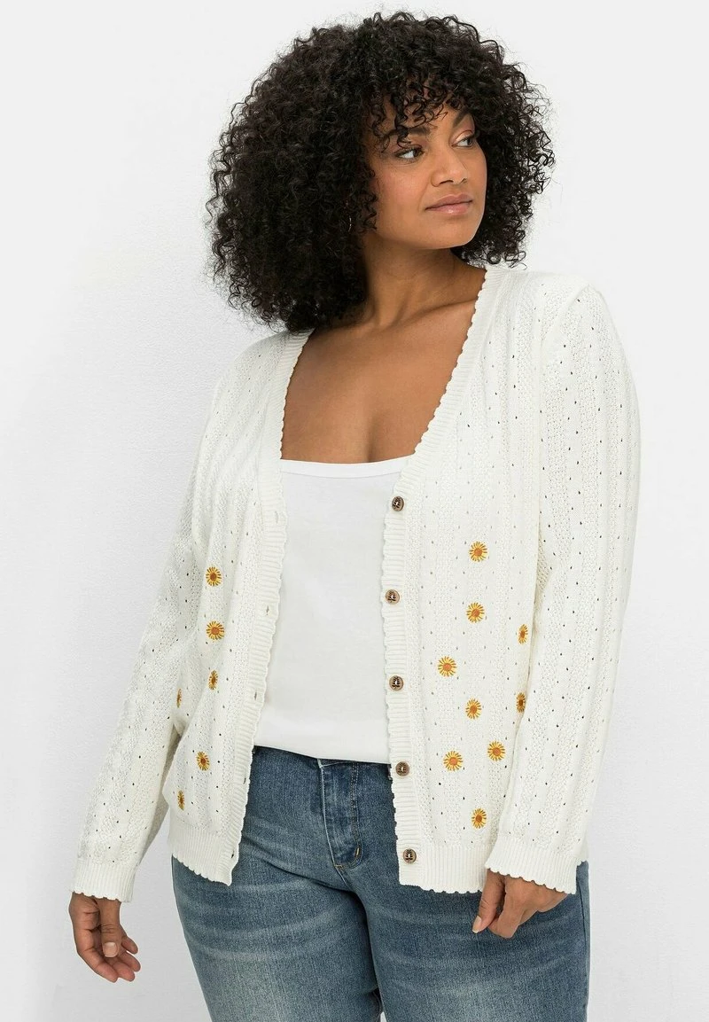 Sheego Strickjacke - Offwhite Gemustert 3 Sheego Strickjacke - Offwhite Gemustert