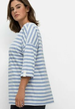 Sheego RINGEL - Langarmshirt - Mittelblau/offwhite -Sheego 06f66dc1494b4620af63f24ad5ef02d0