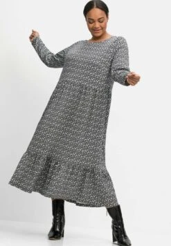 Sheego Freizeitkleid - Black/ White -Sheego 0a479ff6d8d843d3a2af9e8de8330f0a