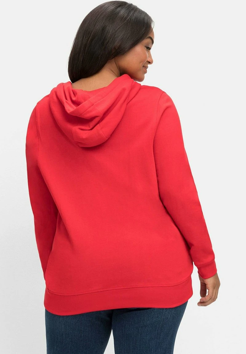 Sheego Kapuzenpullover - Mohnrot 5 Sheego Kapuzenpullover - Mohnrot – Bild 3
