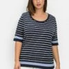 Sheego T-Shirt Print - Nachtblau Gestreift
