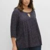 Sheego 3/4-ARM - Langarmshirt - Nachtblau Bedruckt