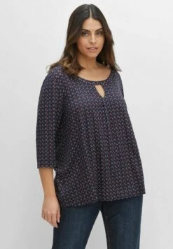 Sheego 3/4-ARM - Langarmshirt - Nachtblau Bedruckt