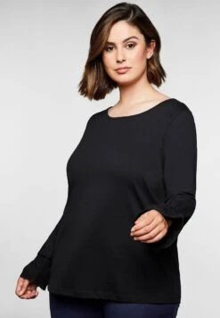 Sheego Langarmshirt - Schwarz
