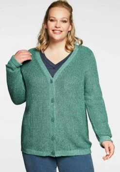 Sheego Strickjacke - Opalgrün