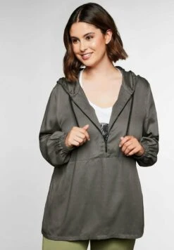 Sheego Kapuzenpullover - Rauchgrau