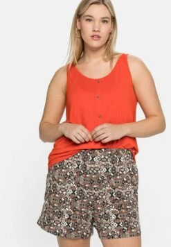 Sheego Shorts - Rostrot Gemustert