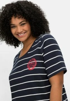 Sheego T-Shirt Print - Nachtblau Weiß -Sheego 276bbd470f1242c3bd2b038e78392085