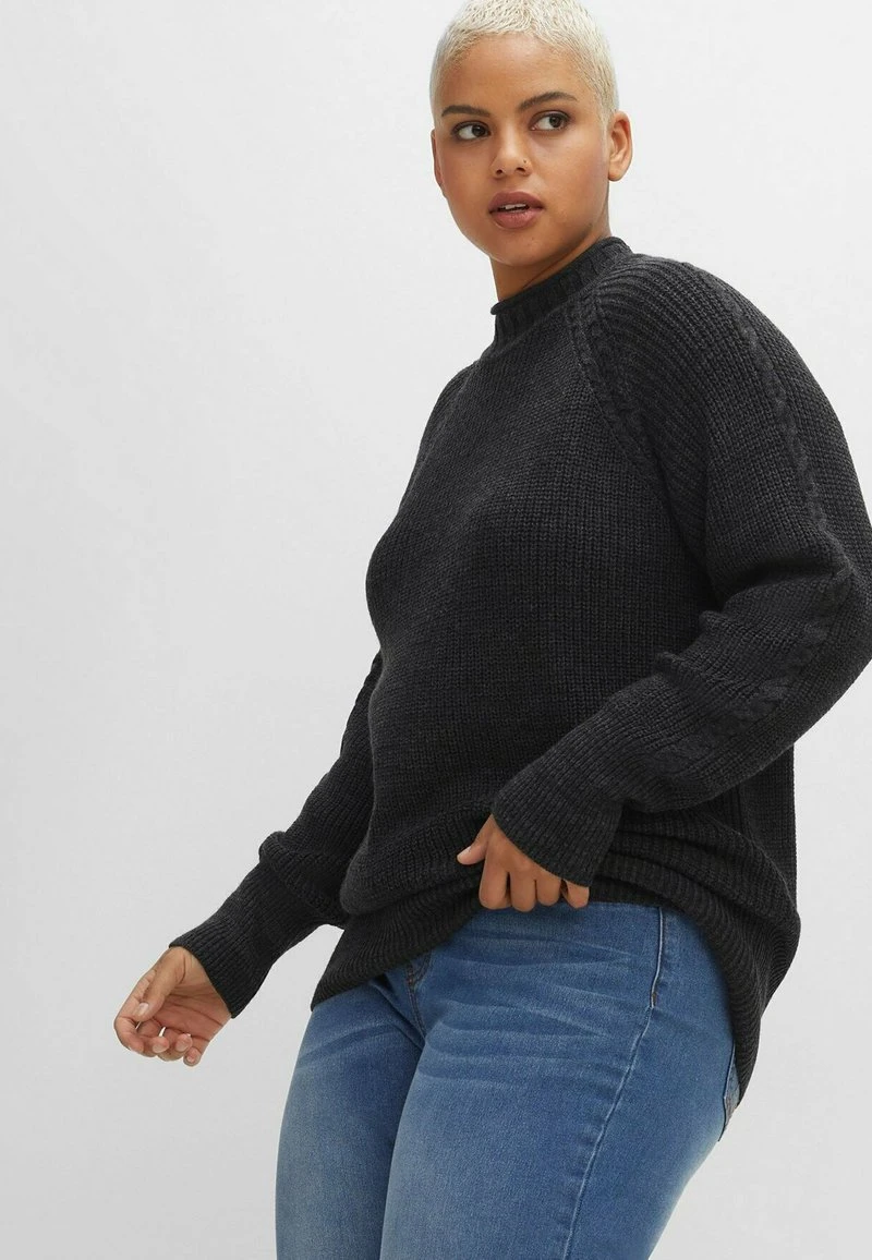 Sheego Strickpullover - Schwarz Meliert 7 Sheego Strickpullover - Schwarz Meliert – Bild 5