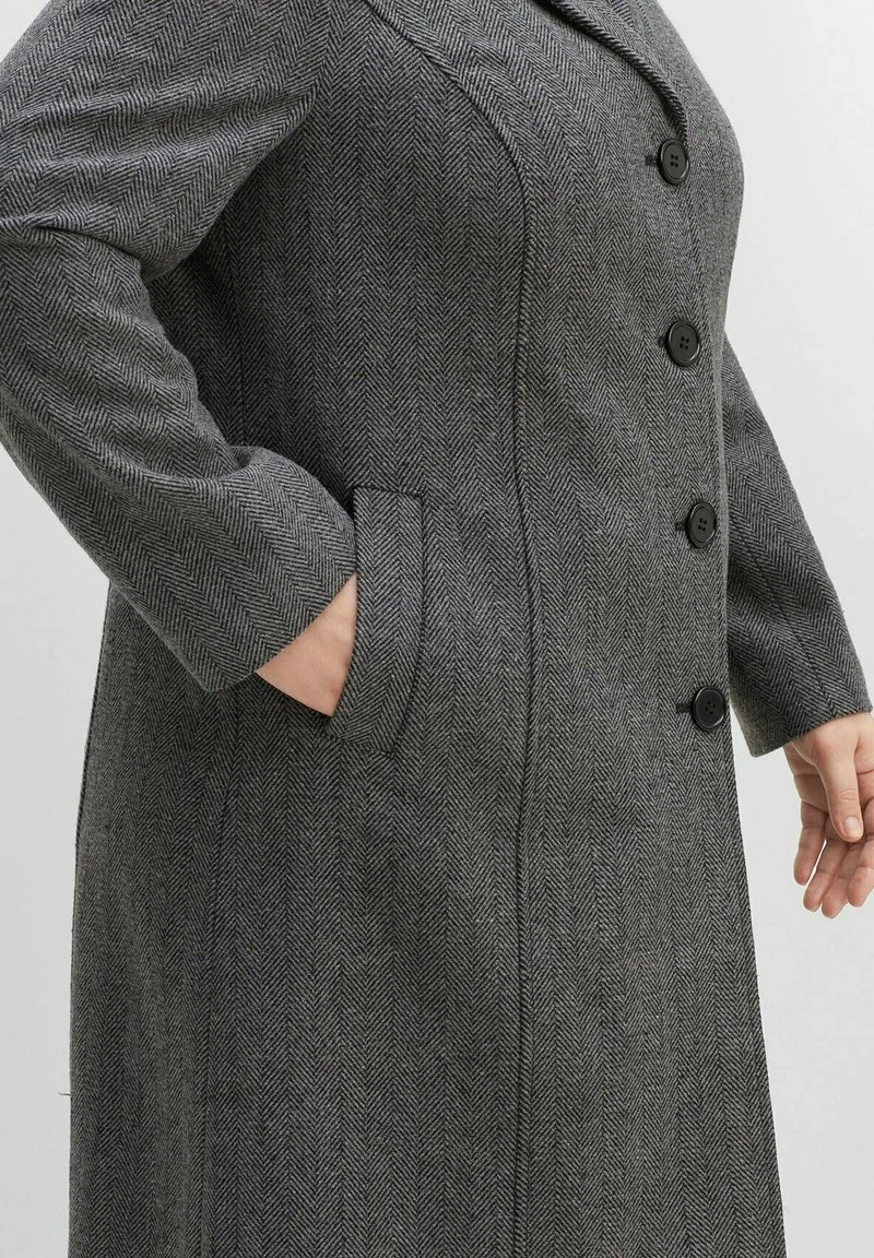 Sheego Klassischer Mantel - Black/ White 6 Sheego Klassischer Mantel - Black/ White – Bild 4