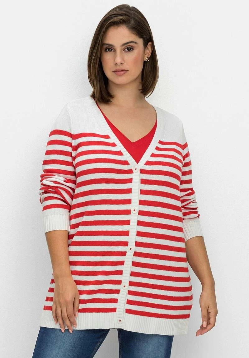 Sheego Strickjacke - Mohnrot/offwhite 3 Sheego Strickjacke - Mohnrot/offwhite