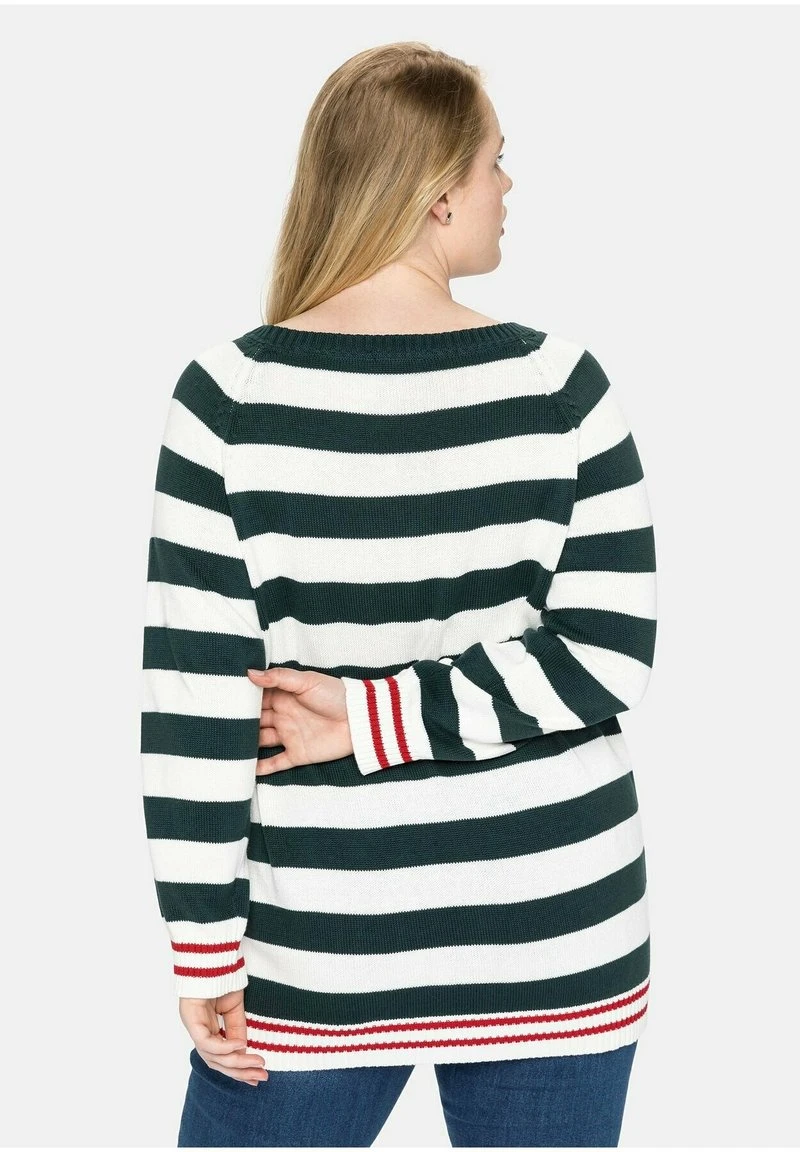 Sheego RAGLAN - Strickpullover - Tiefgrün Offwhite 5 Sheego RAGLAN - Strickpullover - Tiefgrün Offwhite – Bild 3