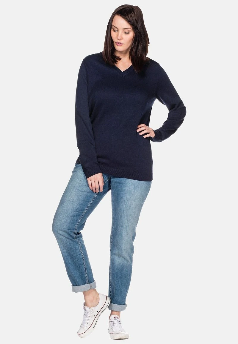 Sheego Strickpullover - Marine 4 Sheego Strickpullover - Marine – Bild 2