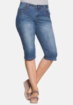 Sheego Jeans Shorts - Blue Denim