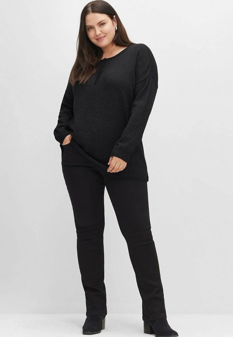 Sheego Strickpullover - Schwarz Meliert 4 Sheego Strickpullover - Schwarz Meliert – Bild 2