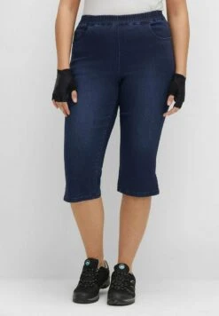 Sheego FAHRRAD - Jeans Shorts - Dark Blue Denim