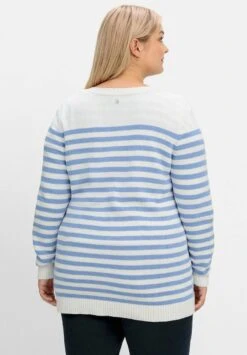 Sheego Strickjacke - Mittelblau Offwhite -Sheego 49c9782c954e4b41bc495281a4c5af3a