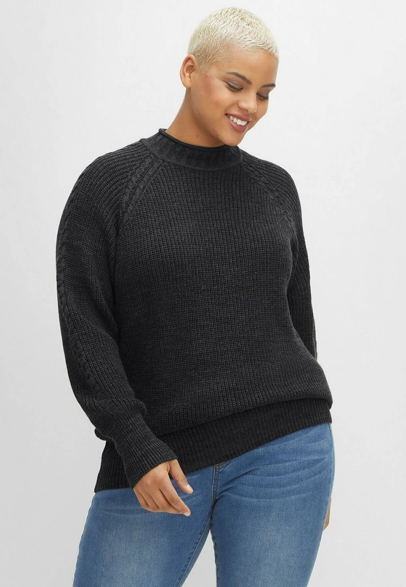 Sheego Strickpullover - Schwarz Meliert 3 Sheego Strickpullover - Schwarz Meliert