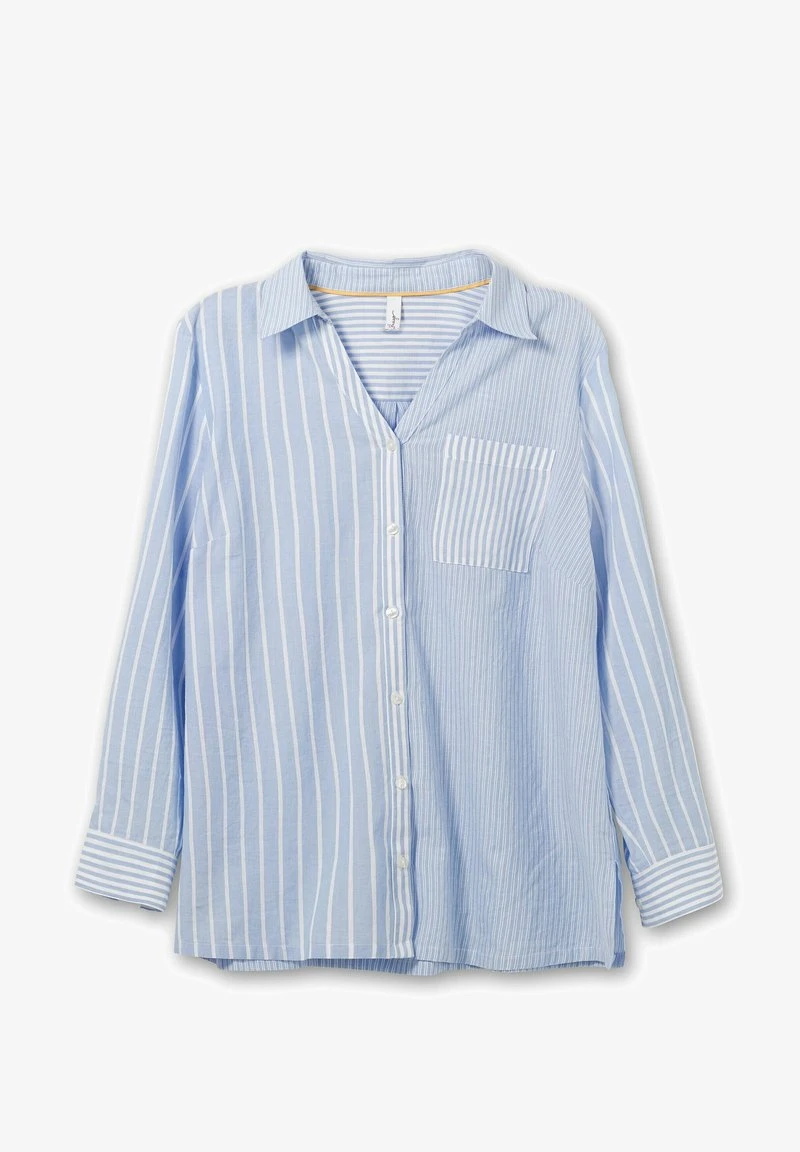 Sheego Hemdbluse - Mittelblau Gestreift 7 Sheego Hemdbluse - Mittelblau Gestreift – Bild 5