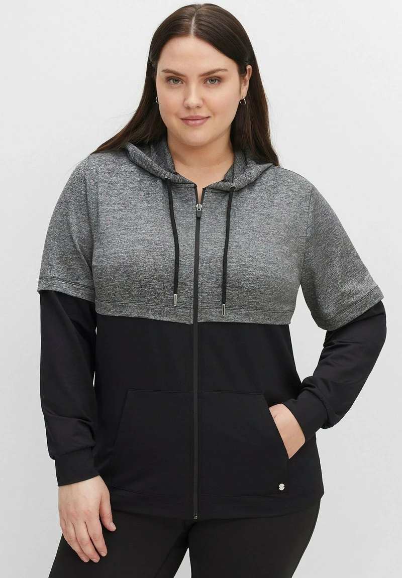 Sheego Sweatjacke - Schwarz Grau Meliert 3 Sheego Sweatjacke - Schwarz Grau Meliert