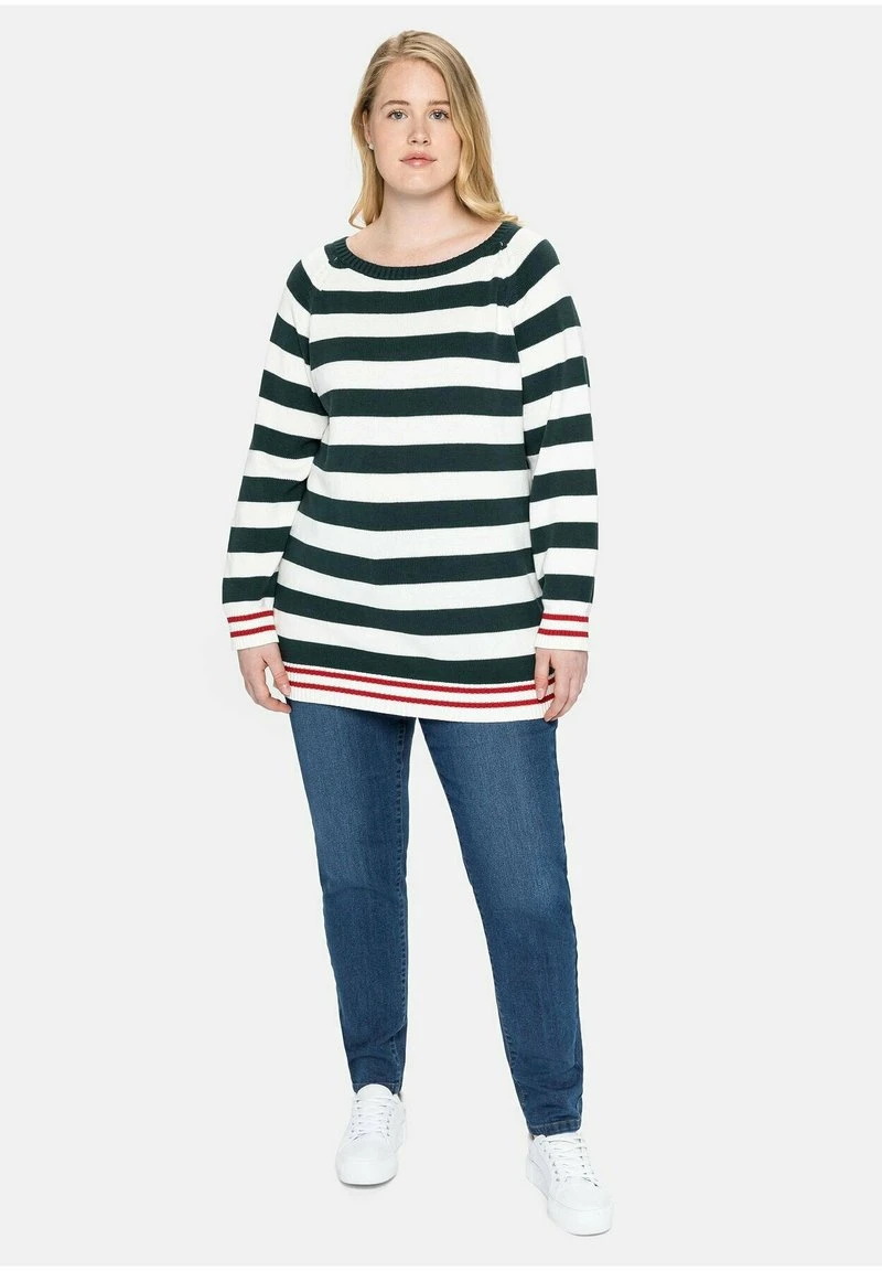 Sheego RAGLAN - Strickpullover - Tiefgrün Offwhite 4 Sheego RAGLAN - Strickpullover - Tiefgrün Offwhite – Bild 2