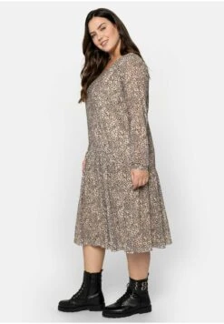 Sheego MESHKLEID - Freizeitkleid - Camelfarben -Sheego 550a7feade7b43b9aa3bd37bc635f9df