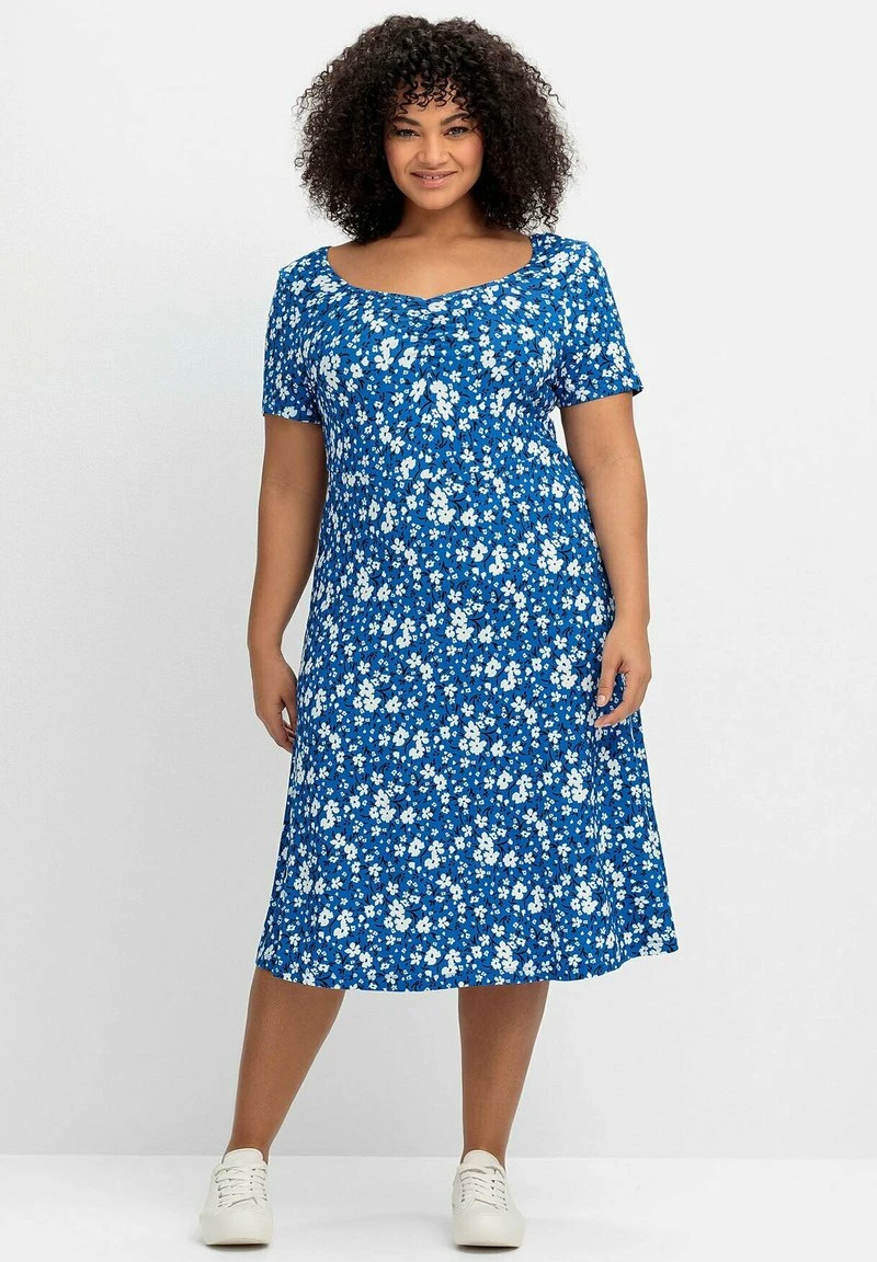 Sheego Jerseykleid - Blau Gemustert 3 Sheego Jerseykleid - Blau Gemustert