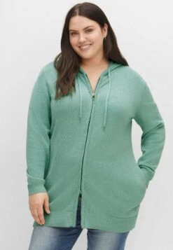 Sheego Strickjacke - Salbeigrün Meliert