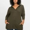 Sheego PULLOVER - Kapuzenpullover - Dunkeloliv