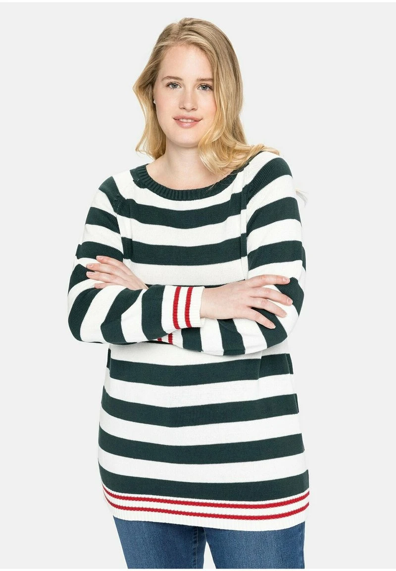 Sheego RAGLAN - Strickpullover - Tiefgrün Offwhite 8 Sheego RAGLAN - Strickpullover - Tiefgrün Offwhite – Bild 6