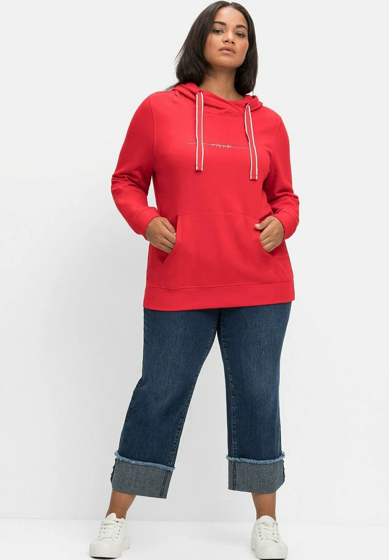 Sheego Kapuzenpullover - Mohnrot 4 Sheego Kapuzenpullover - Mohnrot – Bild 2