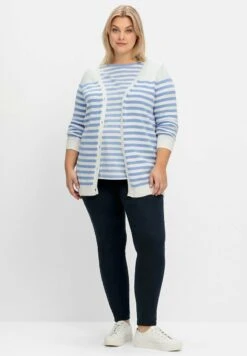 Sheego Strickjacke - Mittelblau Offwhite -Sheego 636c92c157be4b36b1d6bba53e082461