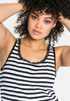 Sheego Top - Black/ White -Sheego 64c83f35e7da4613ae12bacbb7a49e71