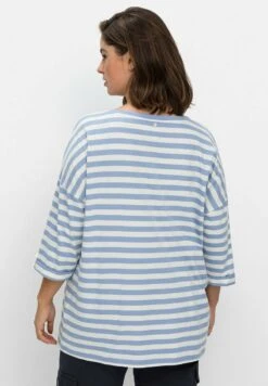 Sheego RINGEL - Langarmshirt - Mittelblau/offwhite -Sheego 667c348931024c4c8943ed9ca80c4914