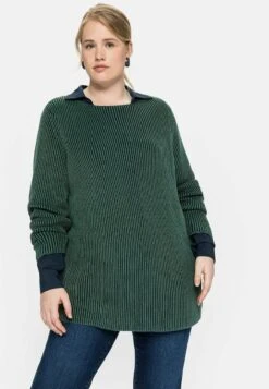 Sheego Strickpullover - Tiefgrün