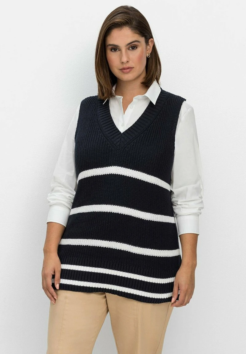 Sheego Strickpullover - Nachtblau Gestreift 3 Sheego Strickpullover - Nachtblau Gestreift