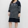 Sheego Jerseykleid - Nachtblau Weiß -Sheego 6e797b1166c7409da744205e8bc45798