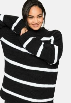 Sheego Strickpullover - Black/ White -Sheego 6edf9c125bce485a9a9fb53f4aab8998