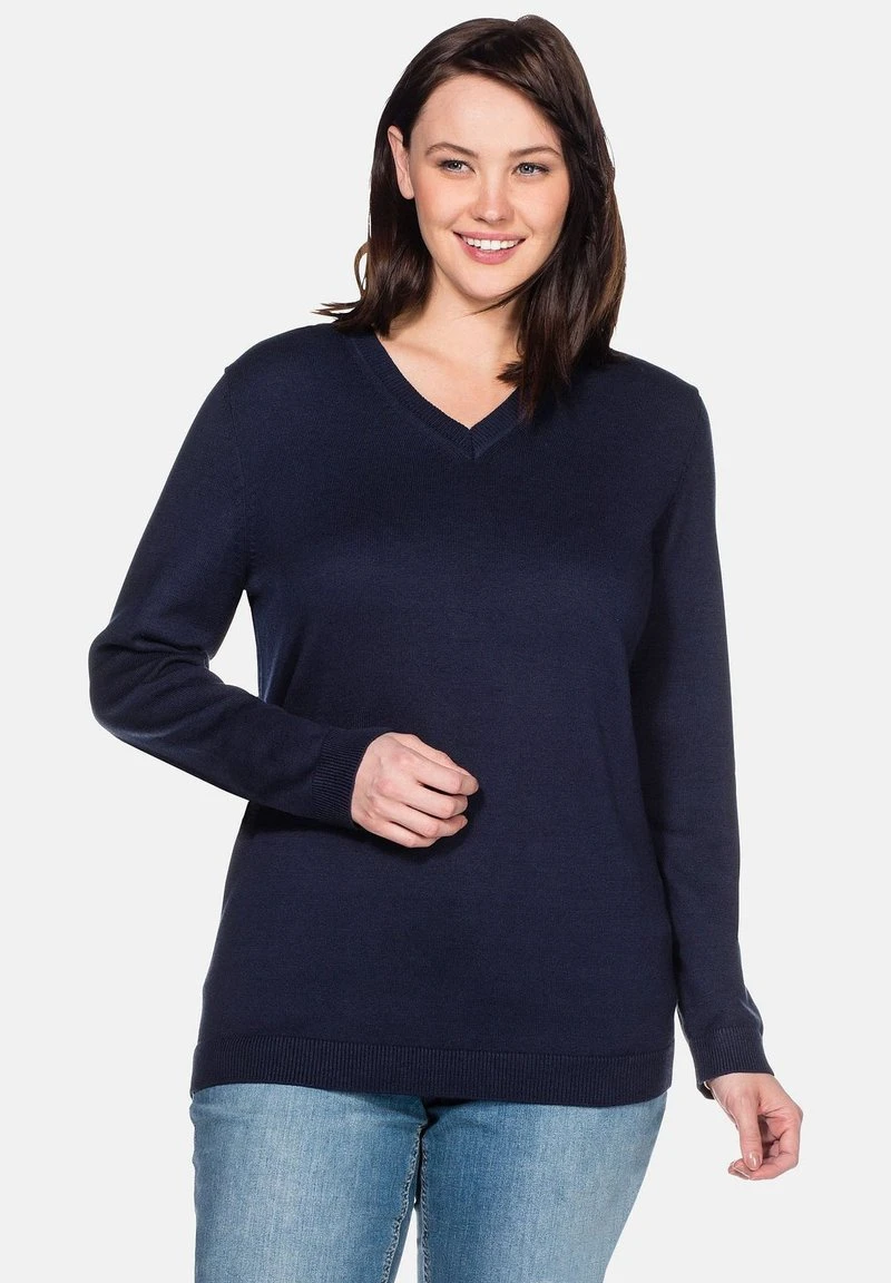 Sheego Strickpullover - Marine 7 Sheego Strickpullover - Marine – Bild 5