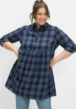 Sheego Blusenkleid - Nachtblau Kariert