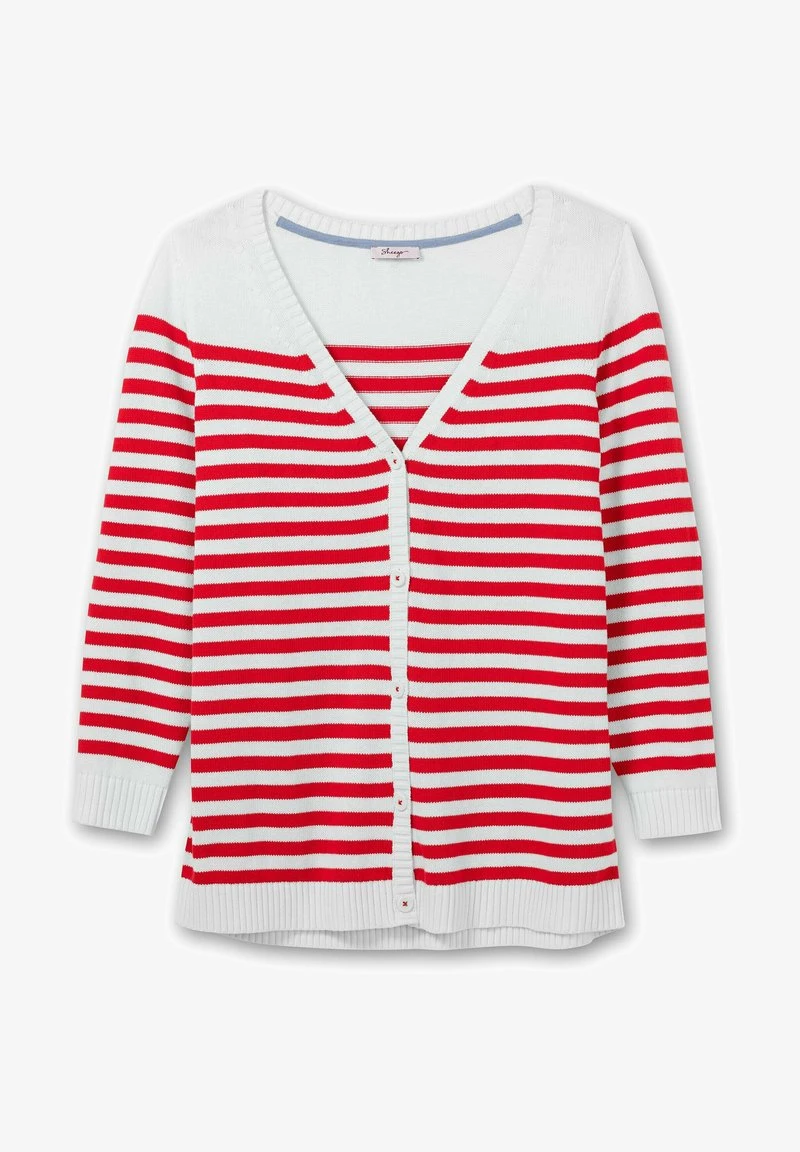 Sheego Strickjacke - Mohnrot/offwhite 7 Sheego Strickjacke - Mohnrot/offwhite – Bild 5