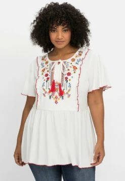 Sheego 9 Sheego Bluse - Weiß Gemustert