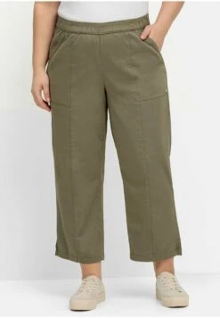 Sheego WEITE 7/8-HOSE - Stoffhose - Khaki