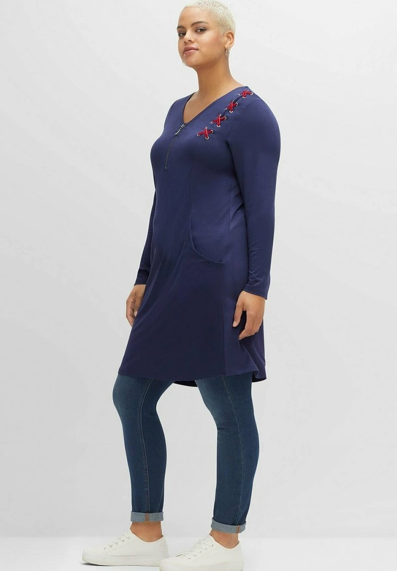 Sheego Jerseykleid - Marine 4 Sheego Jerseykleid - Marine – Bild 2