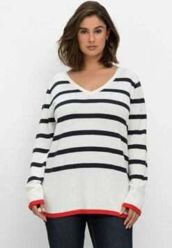 Sheego Strickpullover - Offwhite Gestreift -Sheego 7de0adf04f02495a883a1ceb957f11e1 1