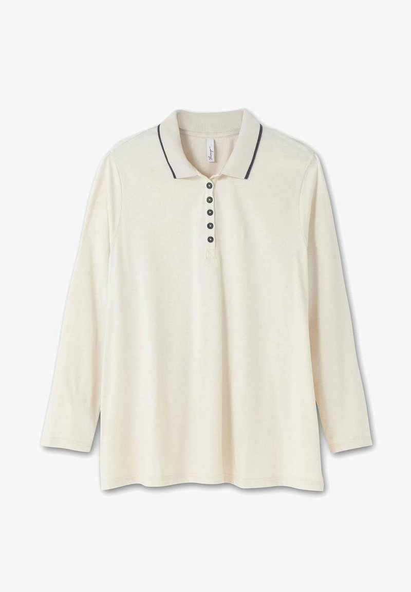 Sheego Poloshirt - Beigefarben Meliert 7 Sheego Poloshirt - Beigefarben Meliert – Bild 5