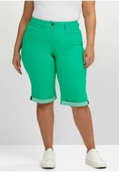 Sheego Jeans Shorts - Blattgrün